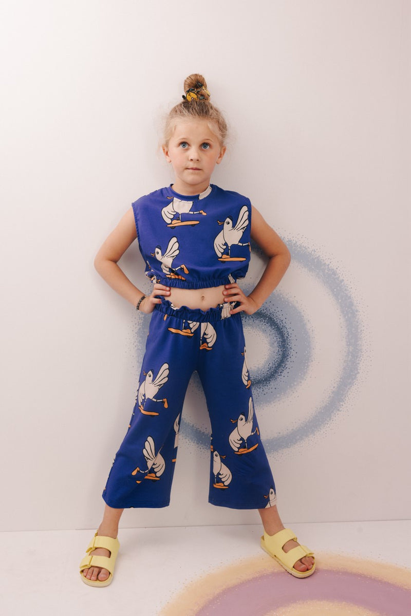 Hi Bird Navy Loose Crop Top