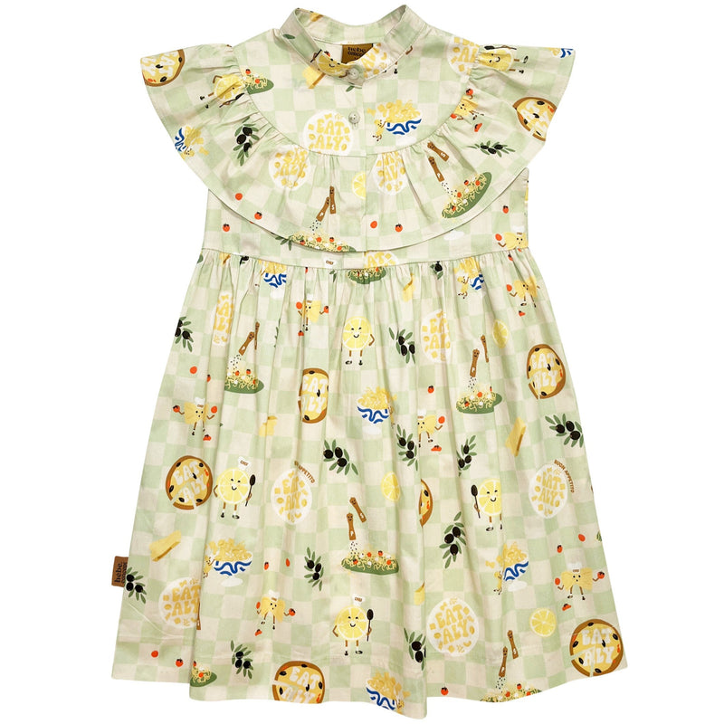 Dress with green & yellow checkers