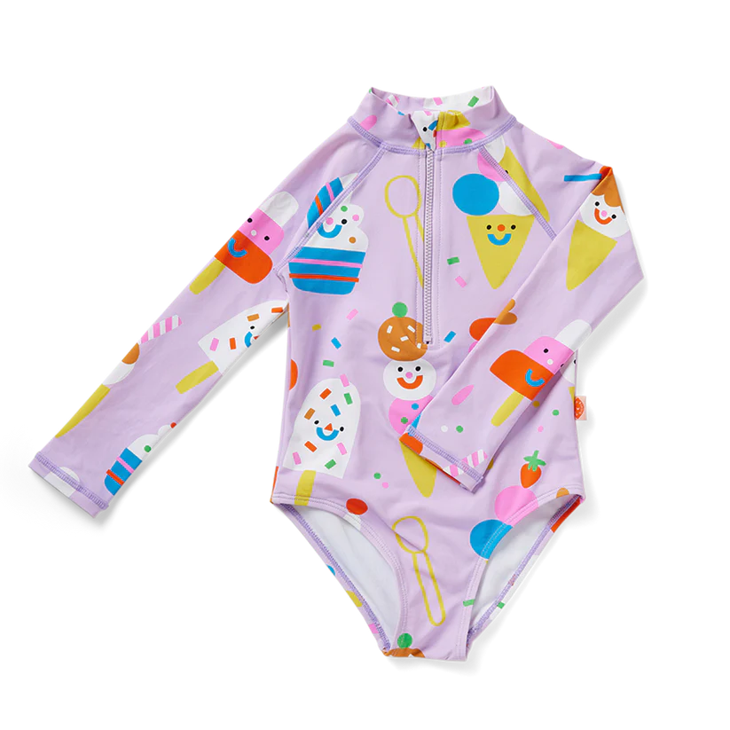 Long Sleeve Zip Bather Sundae Fun Day