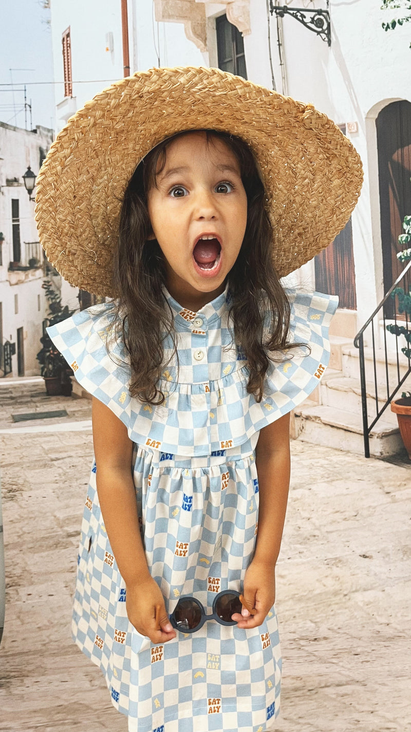 Dress with blue checkers allover print
