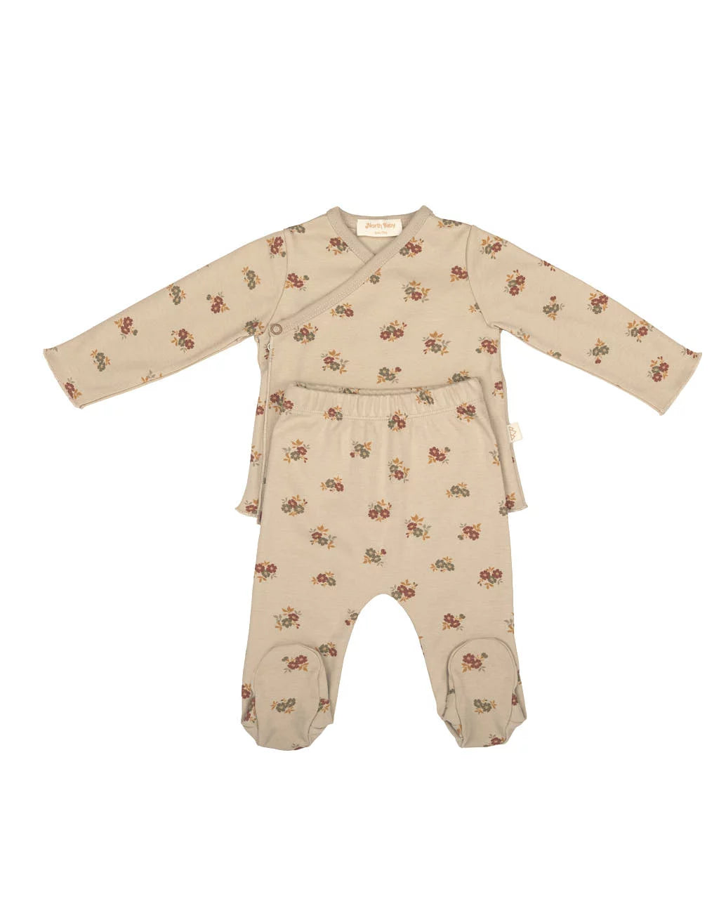 Organic Wrap Top & Footed Pants (Box) | Flowers