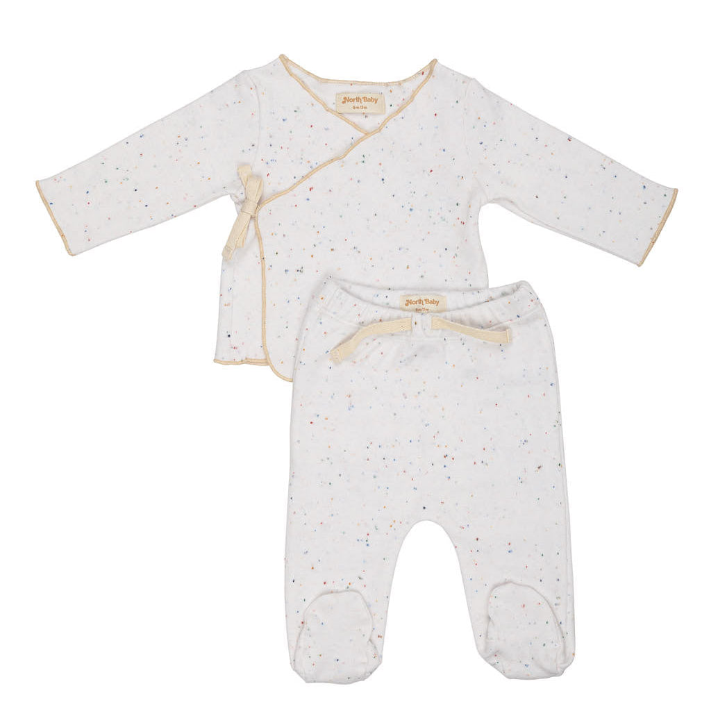 Organic Wrap Top & Footed Pants (Box) | White Milk