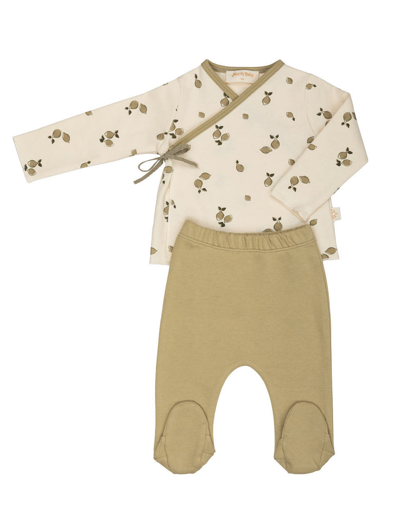 Organic Wrap Top & Footed Pants (Box) | Limes