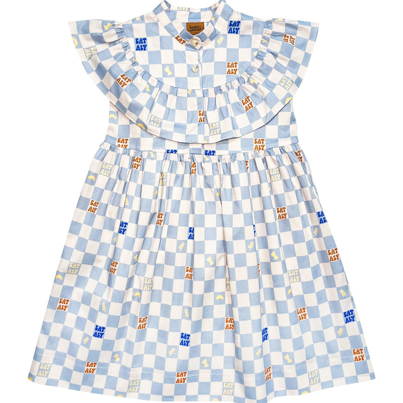 Dress with blue checkers allover print
