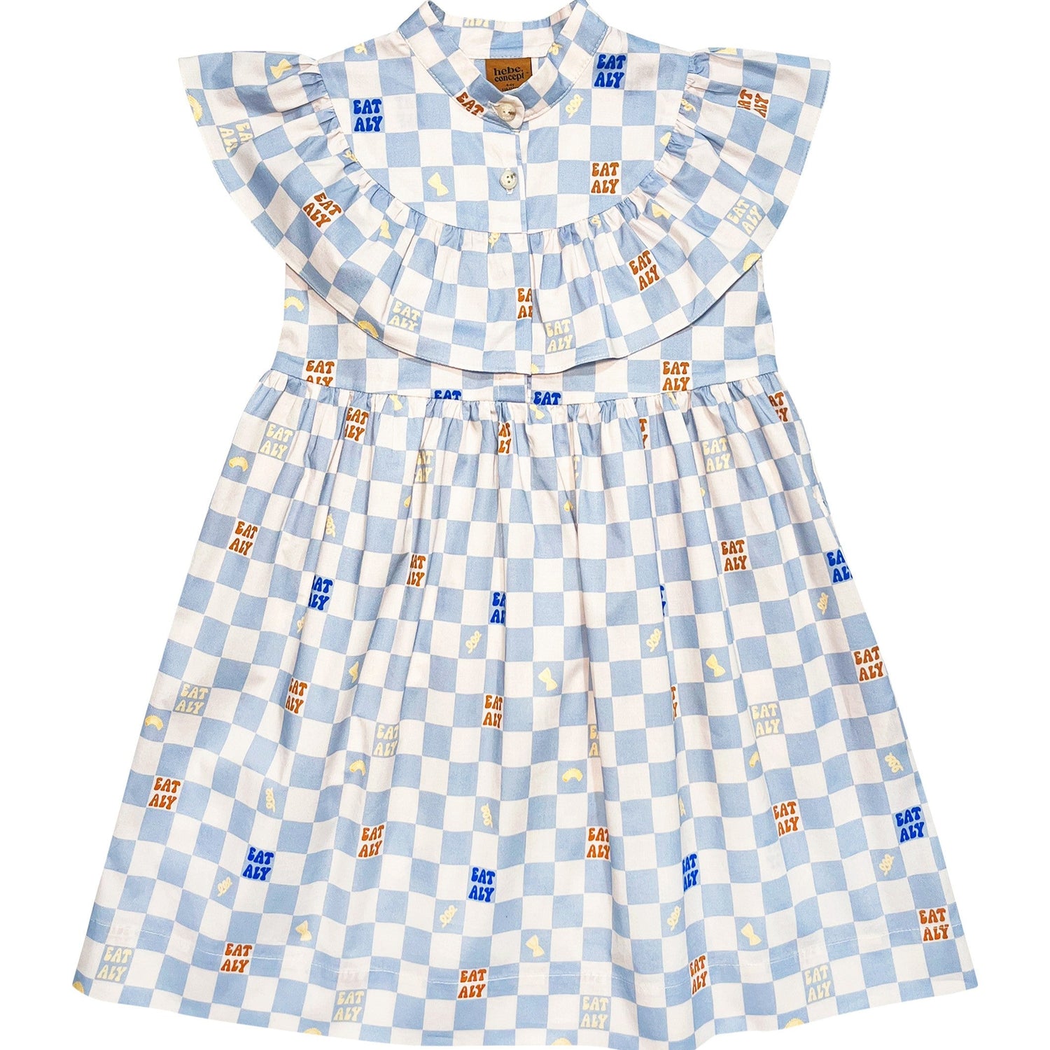 Dress with blue checkers allover print