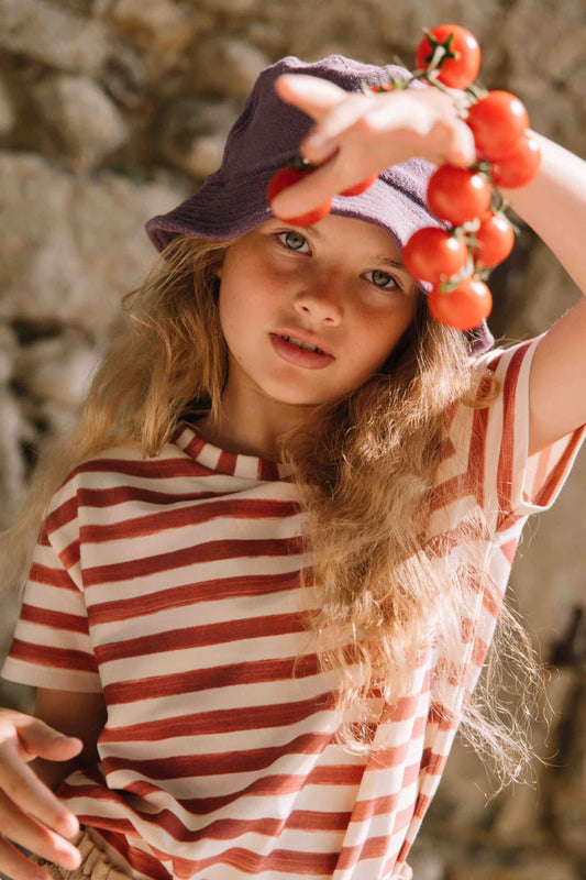 T-shirt Essential / Brik red stripes