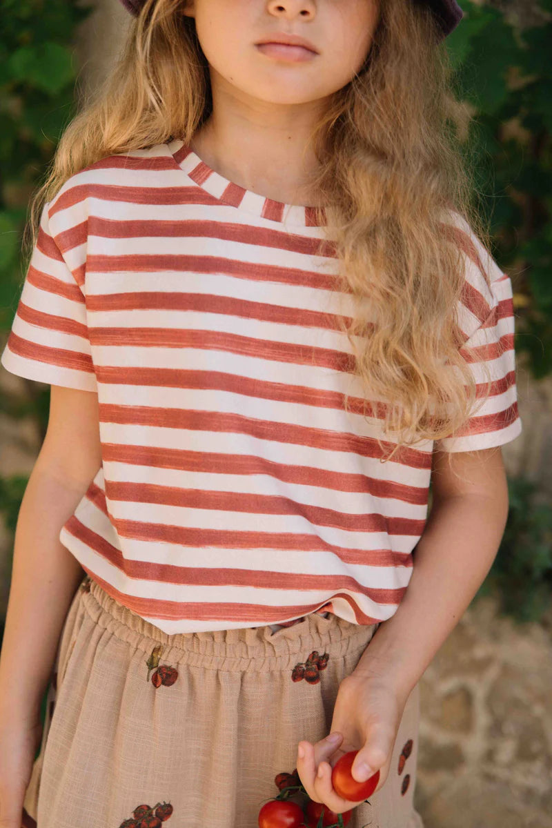 T-shirt Essential / Brik red stripes