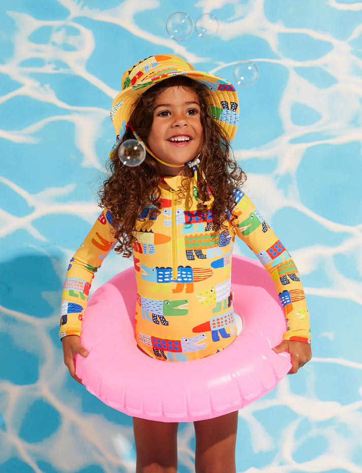 Long Sleeve Zip Bather Chomp Chomp Croco