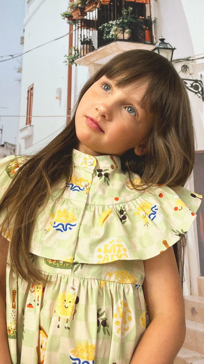 Dress with green & yellow checkers