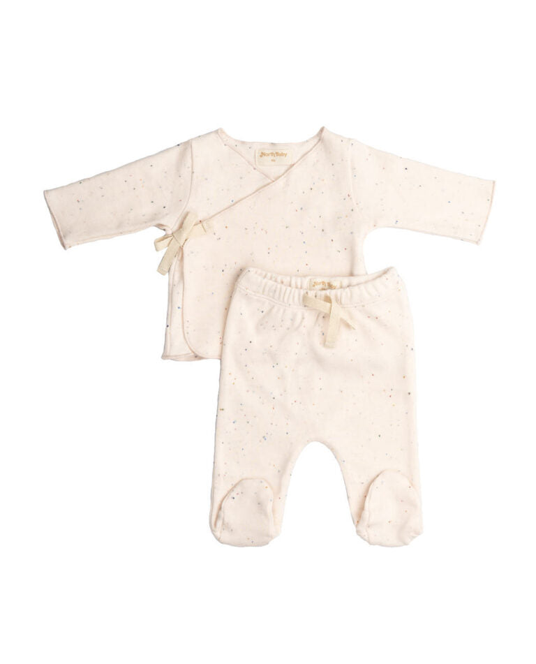 Organic Wrap Top & Footed Pants (Box) | Ivory Pink