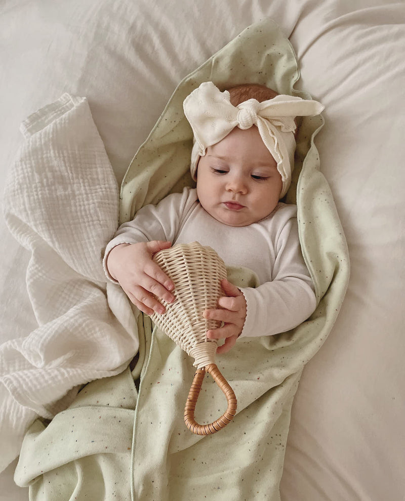 XL organic cotton blanket with recycled flecks (Aloe)