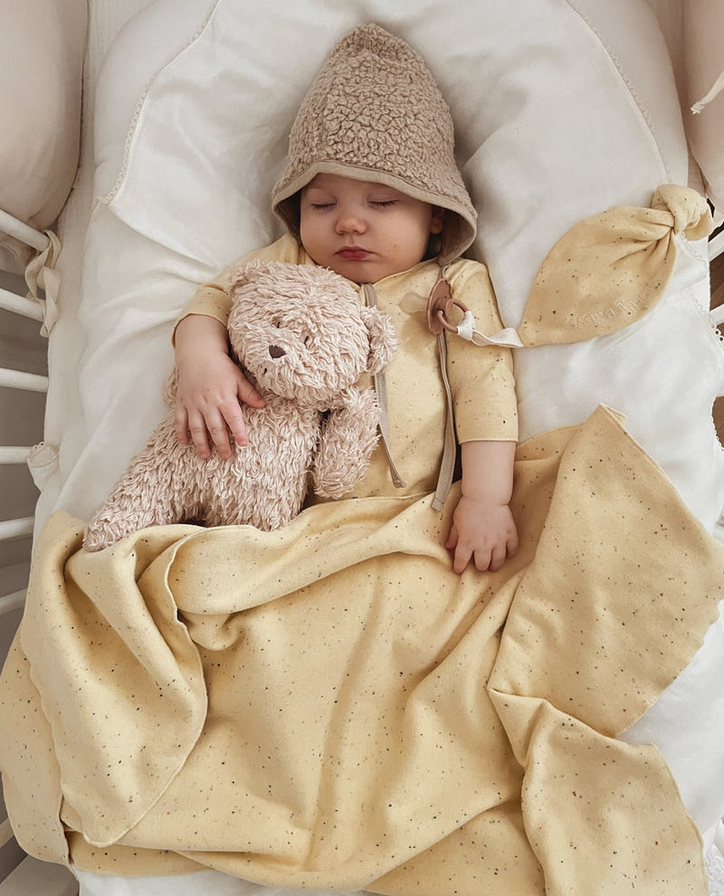 XL organic cotton blanket with recycled flecks (Banana)