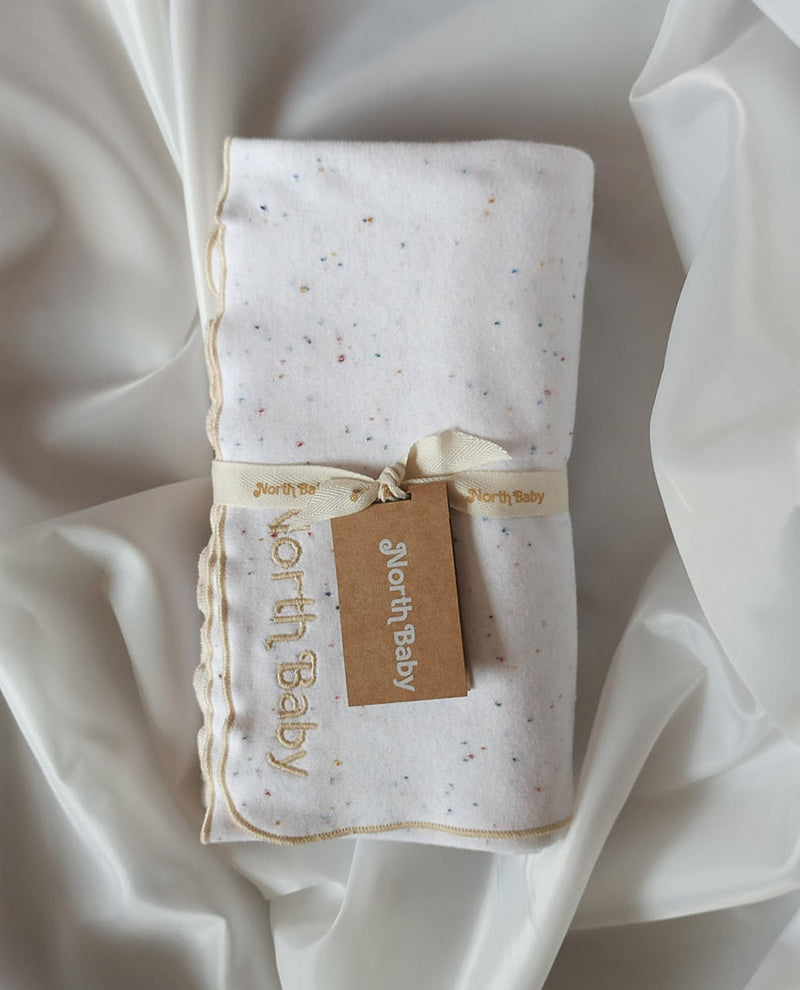 XL organic cotton blanket with recycled flecks (White Milk)