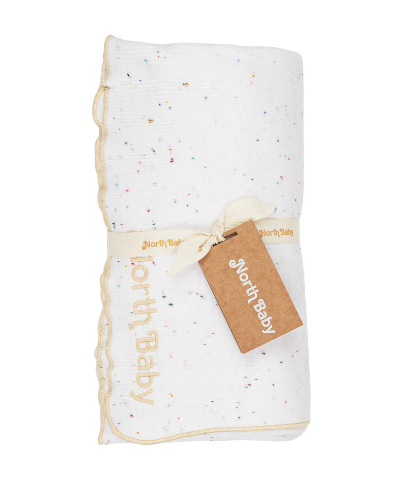 XL organic cotton blanket with recycled flecks (White Milk)